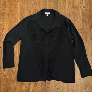 NWOT Topshop Black Blouse w/Front Lace Detailing, 6